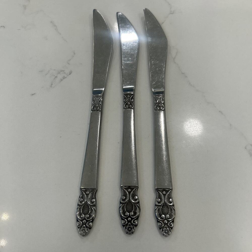 Vintage National Stainless OLAF Flatware Japan Set Of 3 Dinner Knives - Picture 3 of 9